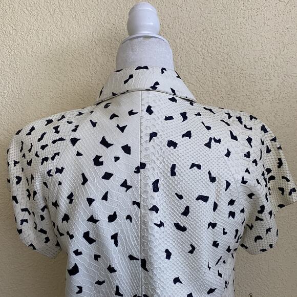 Tanya Taylor Leather Jacket White Black Animal Print Size S $459 Preppy, Cruella - Picture 6 of 8